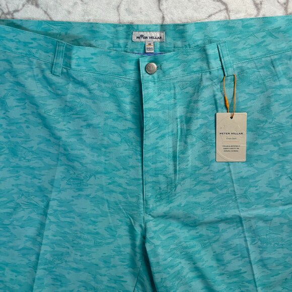 NEW PETER MILLAR Crown Sport Golf Shorts Men's 40 Waist Blue Game Fish Pattern - Picture 3 of 8